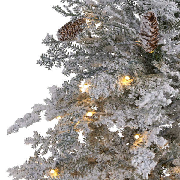 6' Flocked Montana Down Swept Spruce Artificial Christmas Tree with 250 Clear LED Lights
