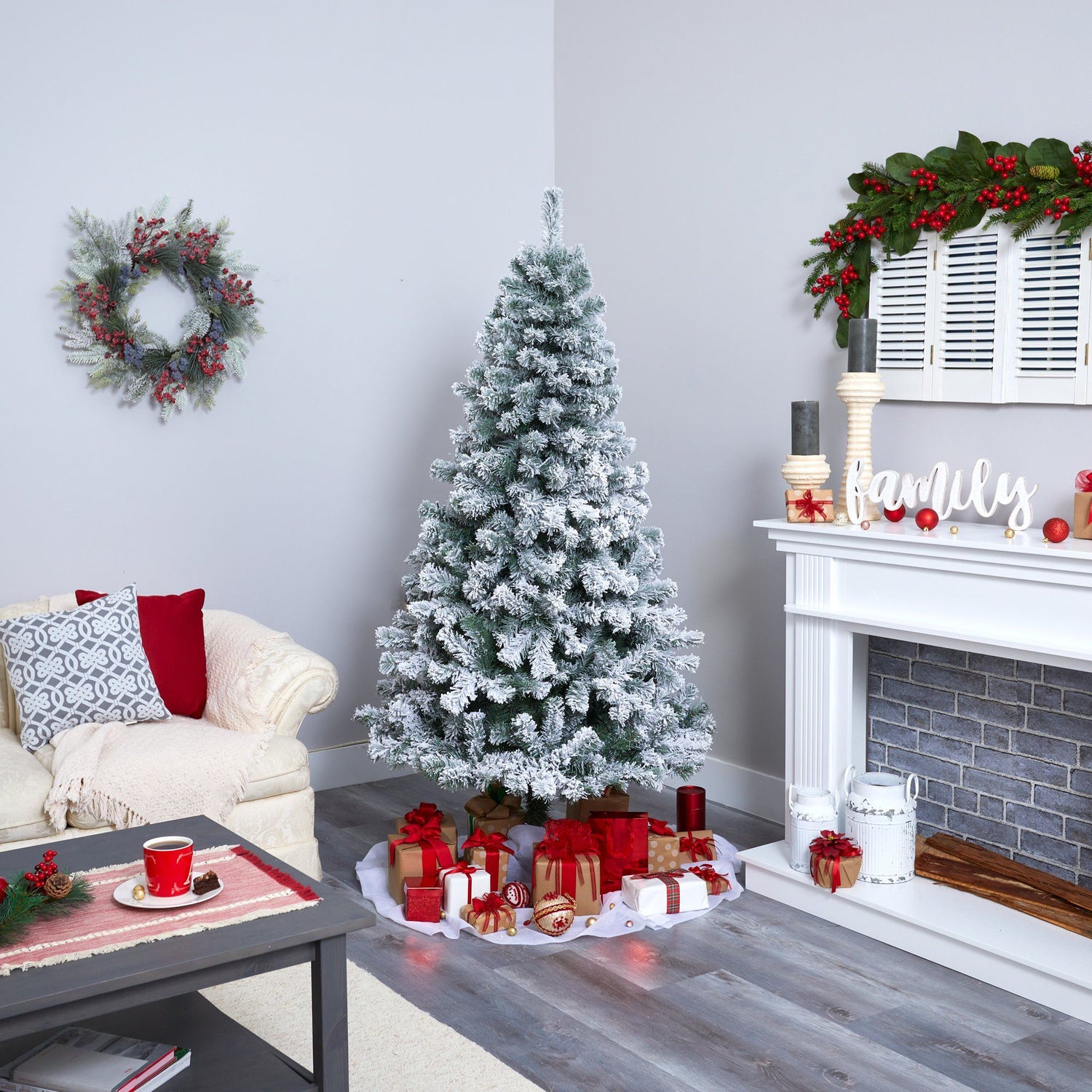 6' Flocked West Virginia Fir Artificial Christmas Tree