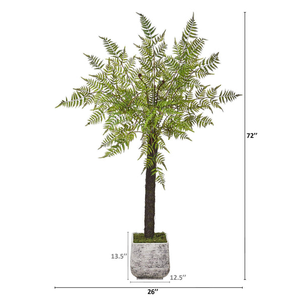 6’ Forest Fern Artificial Tree in White Planter