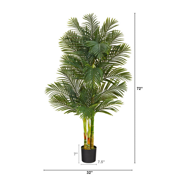 6’ Triple Stalk Golden Cane Artificial Palm Tree