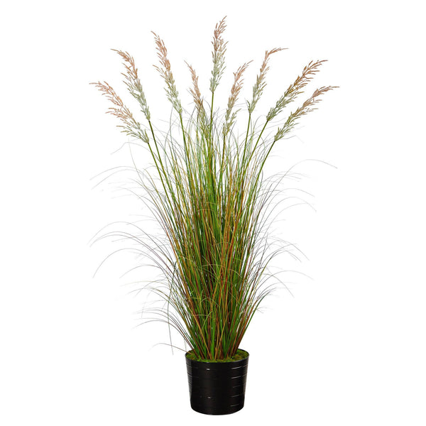 6’ Artificial Grass Plant in Black Tin Planter