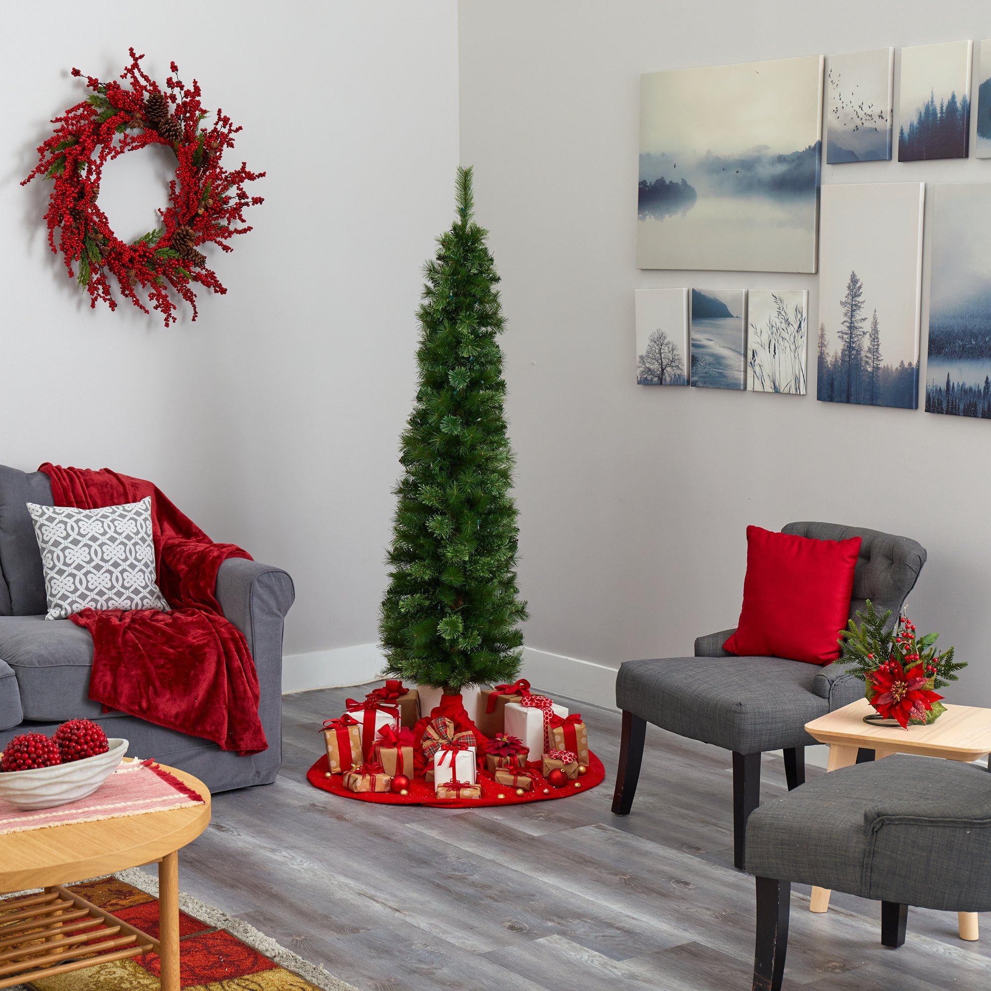 6' Green Pencil Artificial Christmas Tree with 150 Clear