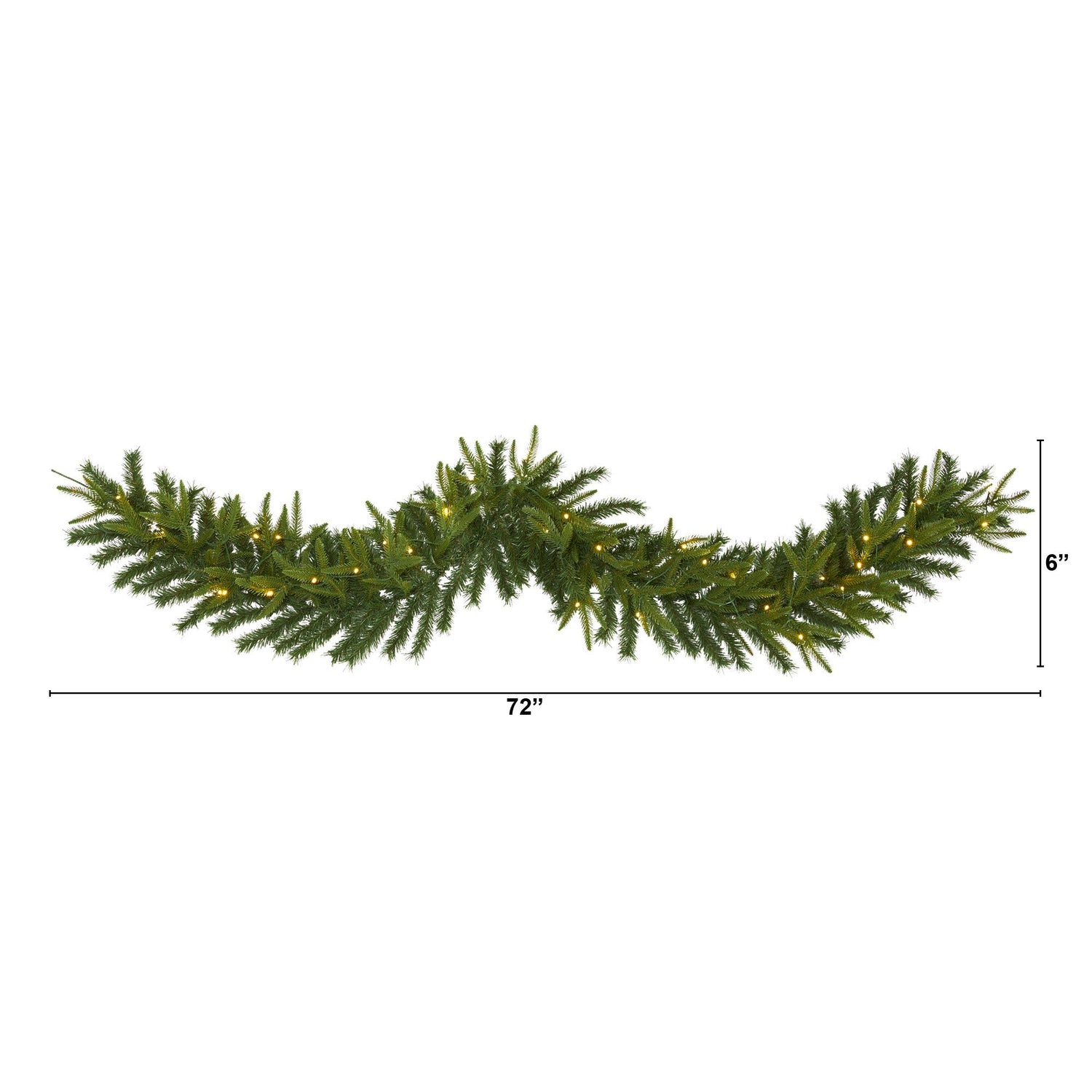 6’ Green Pine Artificial Christmas Garland with 35 Clear LED Lights