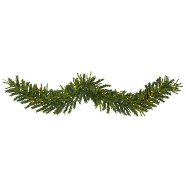 6’ Green Pine Artificial Christmas Garland with 35 Clear LED Lights