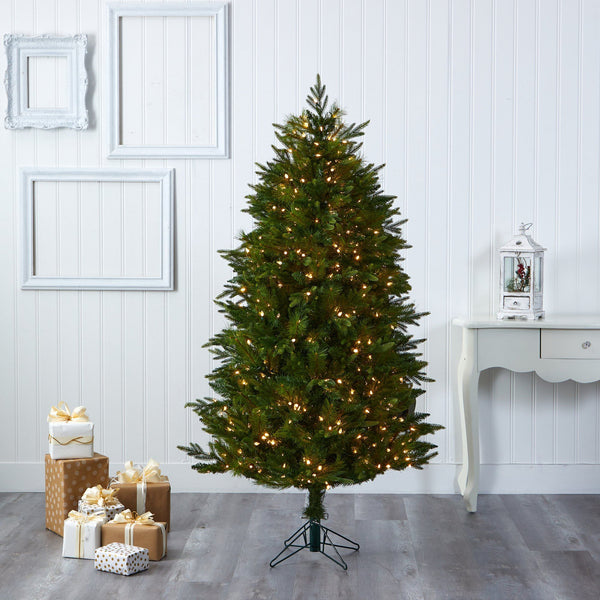 6' Hartford Fir Artificial Christmas Tree with 250 Warm (Multifunction) LED Lights with Instant Connect Technology and 711 Bendable Branches