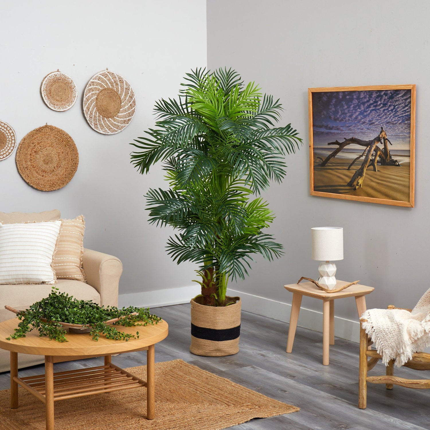 6’ Hawaii Artificial Palm Tree in Handmade Natural Cotton Planter