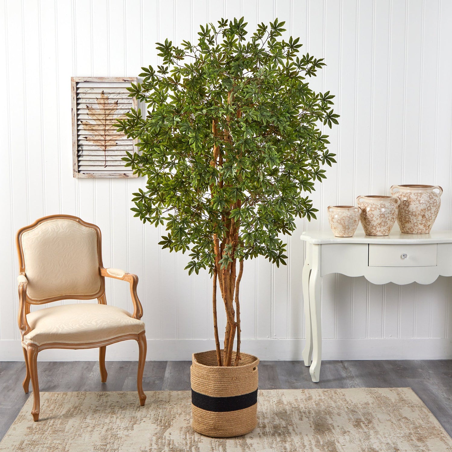 6’ Japanese Maple Artificial Tree in Handmade Natural Cotton Planter