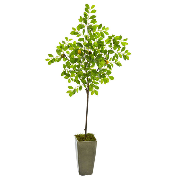 6’ Lemon Artificial Tree in Olive Green Planter