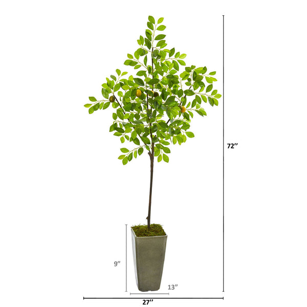 6’ Lemon Artificial Tree in Olive Green Planter