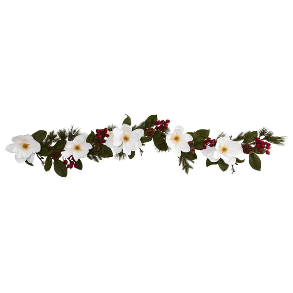 6’ Magnolia, Pine and Berries Artificial Garland