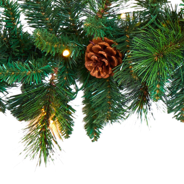 6’ Mixed Pine and Pinecone Artificial Garland (trimmed) 35 Clear LED Lights