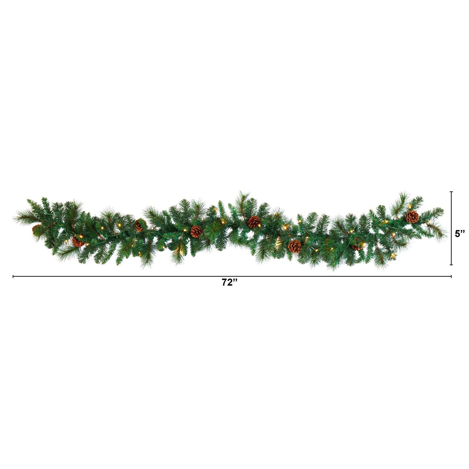 6’ Mixed Pine and Pinecone Artificial Garland (trimmed) 35 Clear LED Lights