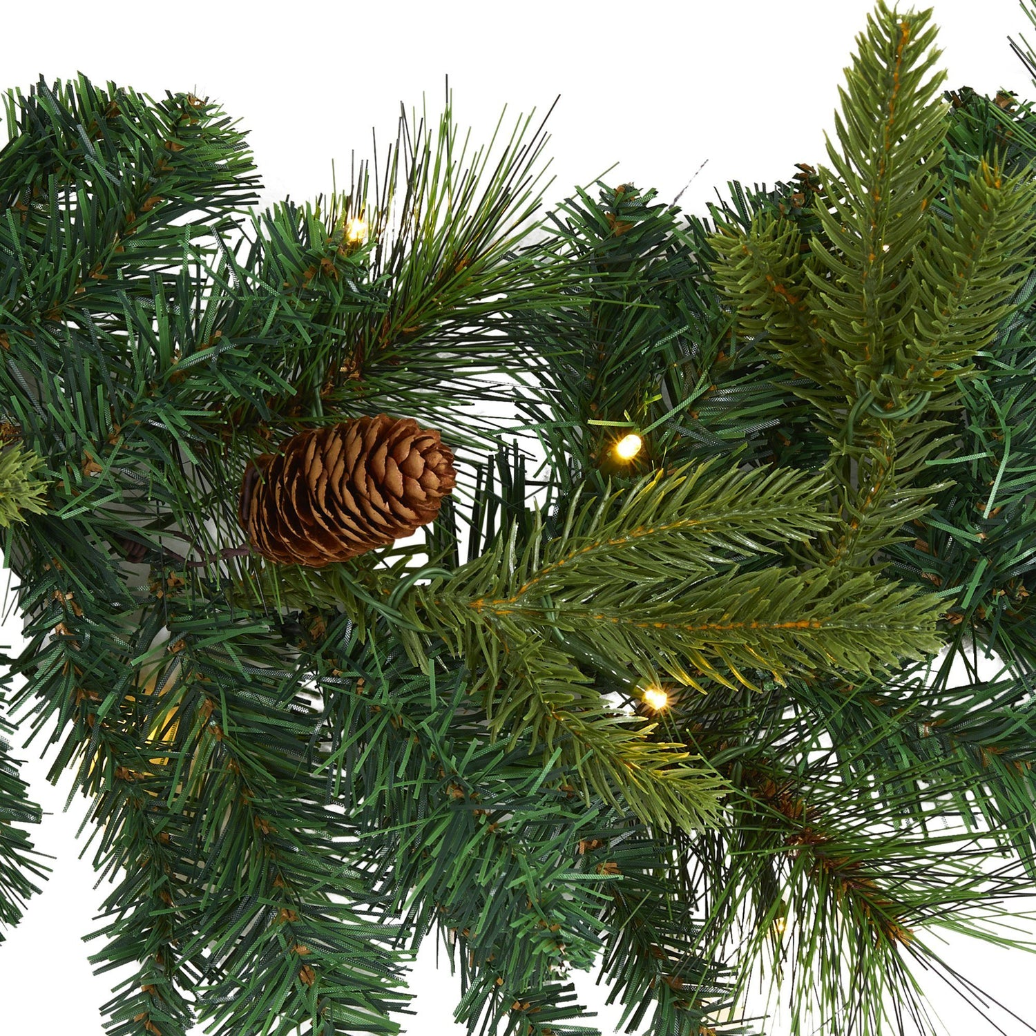 6’ Mixed Pine and Pinecone Artificial Garland with 35 Clear LED Lights