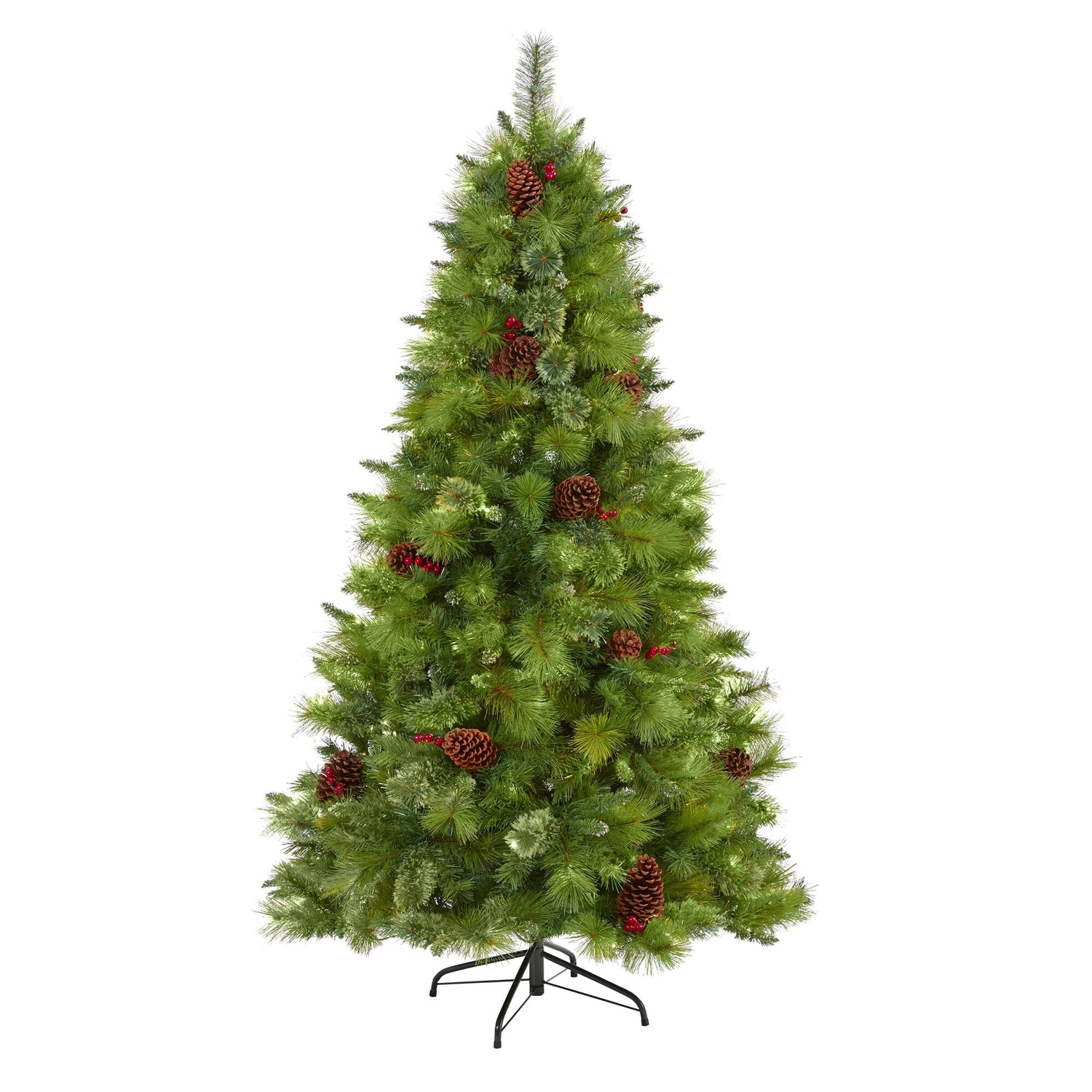 6’ Montana Mixed Pine Artificial Christmas Tree with Pine Cones, Berries and 814 Bendable Branches