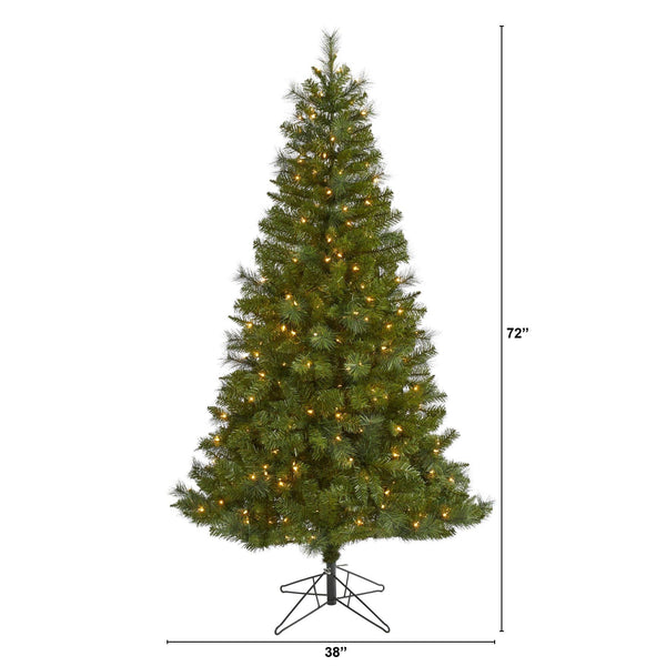 6' Mount Hood Spruce Artificial Christmas Tree with 300 Warm White ...