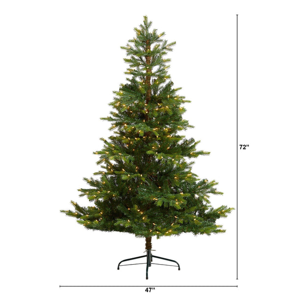 6’ North Carolina Spruce Artificial Christmas Tree with 350 Clear Lights and 631 Bendable Branches