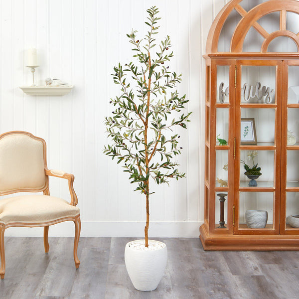 6’ Olive Artificial Tree in White Planter