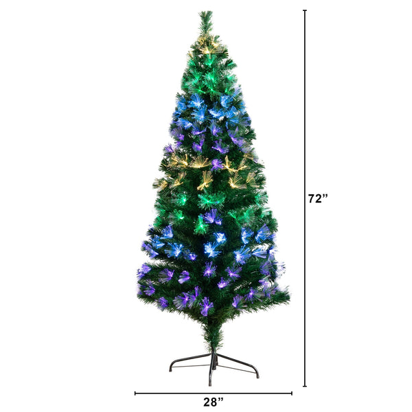 6' Pre-Lit Fiber Optic Artificial Christmas Tree with 220 Colorful LED Lights
