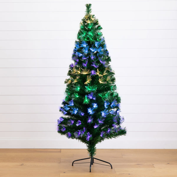 6' Pre-Lit Fiber Optic Artificial Christmas Tree with 220 Colorful LED and  Remote Control Show