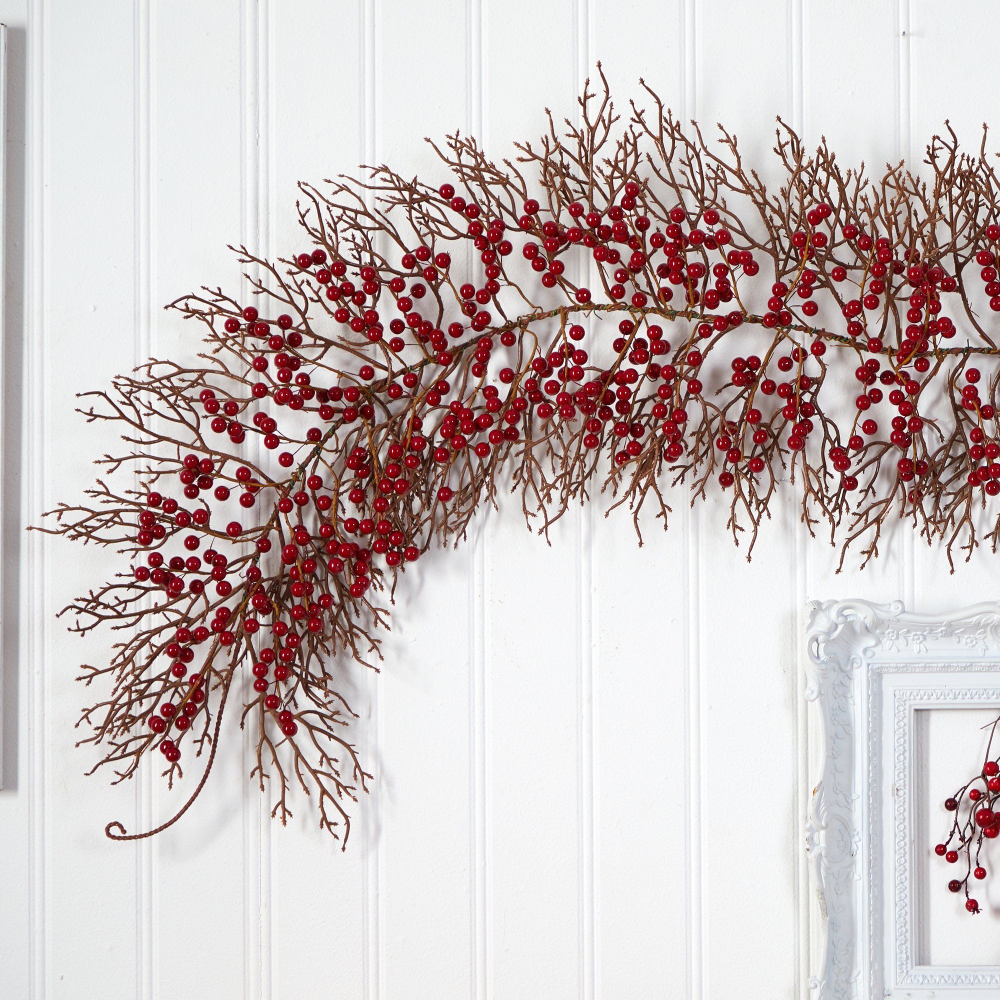 6' Red Berry Artificial Christmas Garland | Nearly Natural