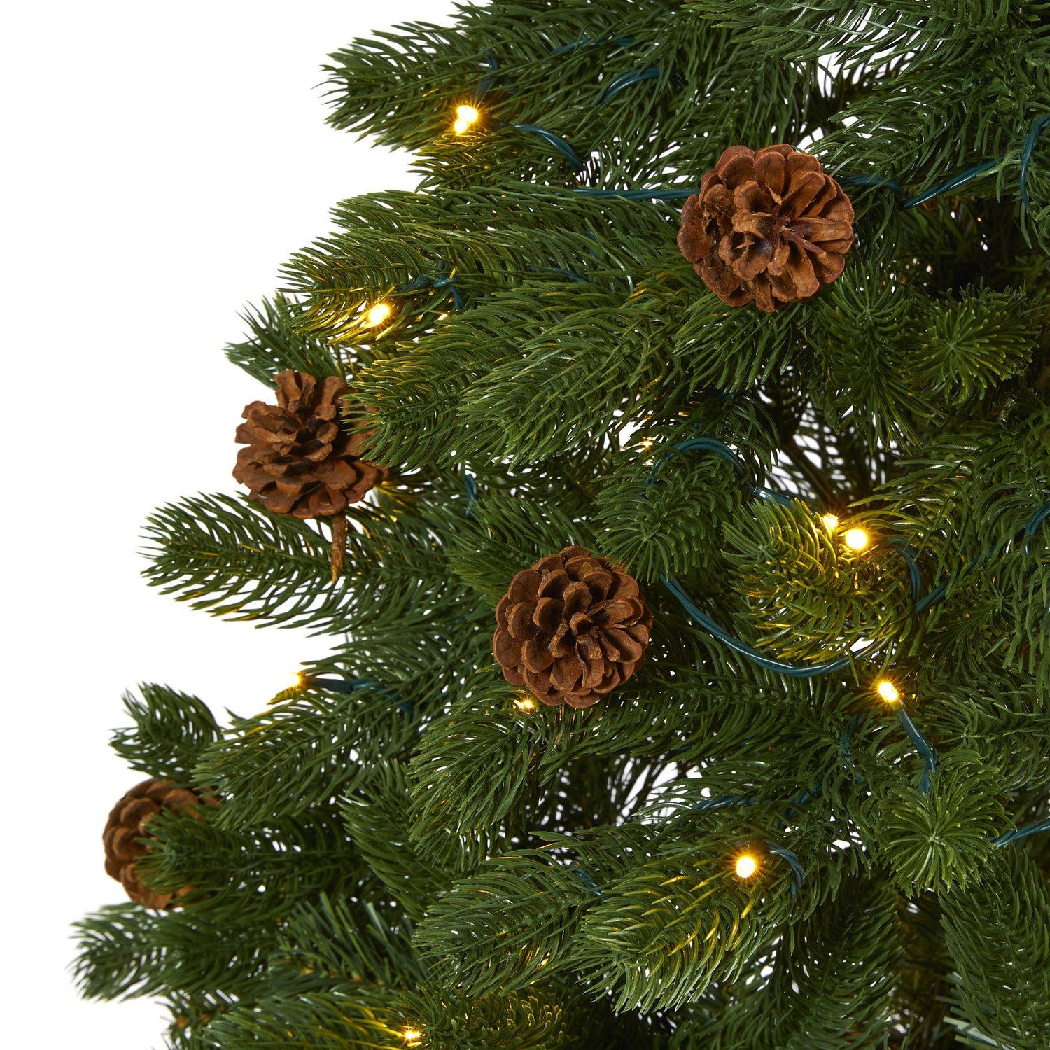 6' Rocky Mountain Spruce Artificial Christmas Tree with Pinecones and 250 Clear LED Lights