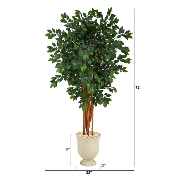 6’ Sakaki Artificial Tree with 1470 Bendable Branches in Decorative Urn
