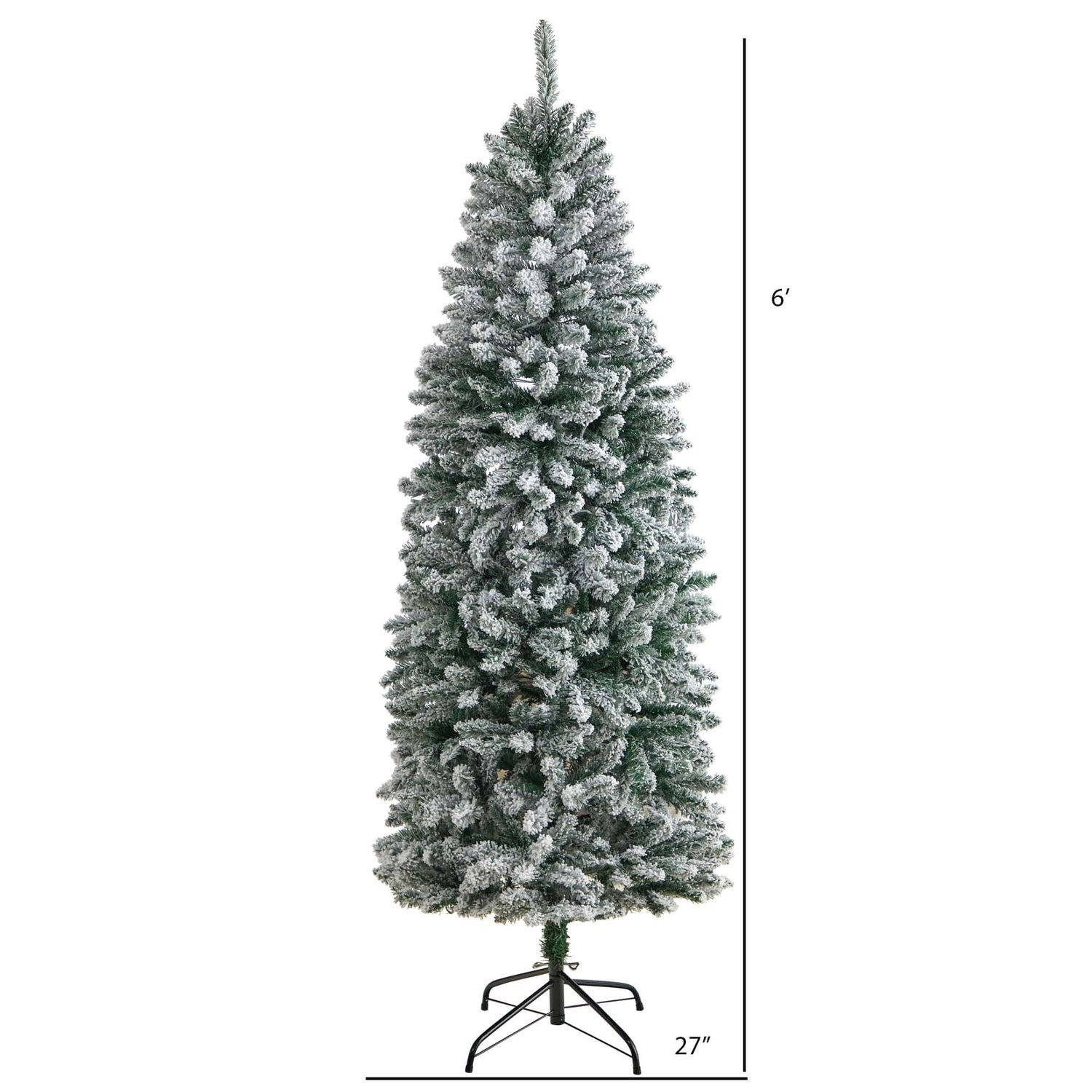 6’ Slim Flocked Montreal Fir Artificial Christmas Tree with 743 Bendable Branches