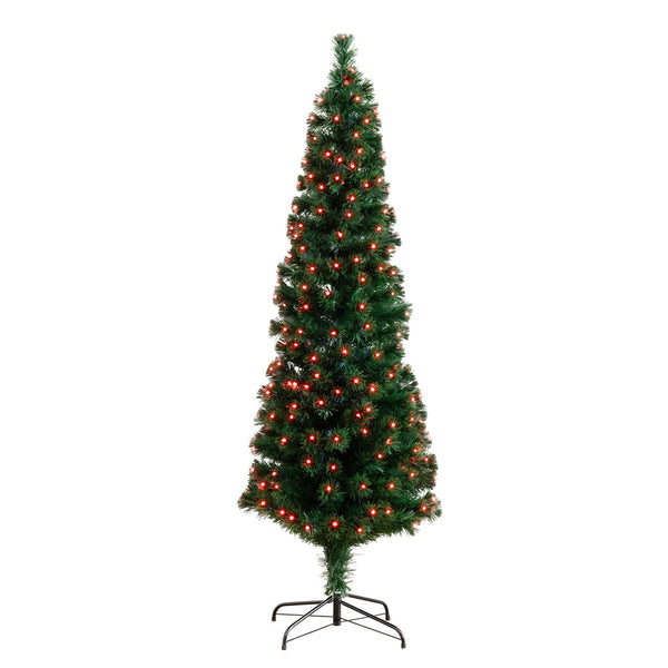 6' Slim Pre-Lit Fiber Optic Artificial Christmas Tree with 282 Colorful LED Lights