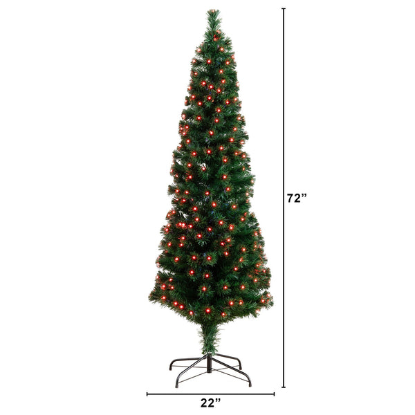 6' Slim Pre-Lit Fiber Optic Artificial Christmas Tree with 282 Colorful LED Lights