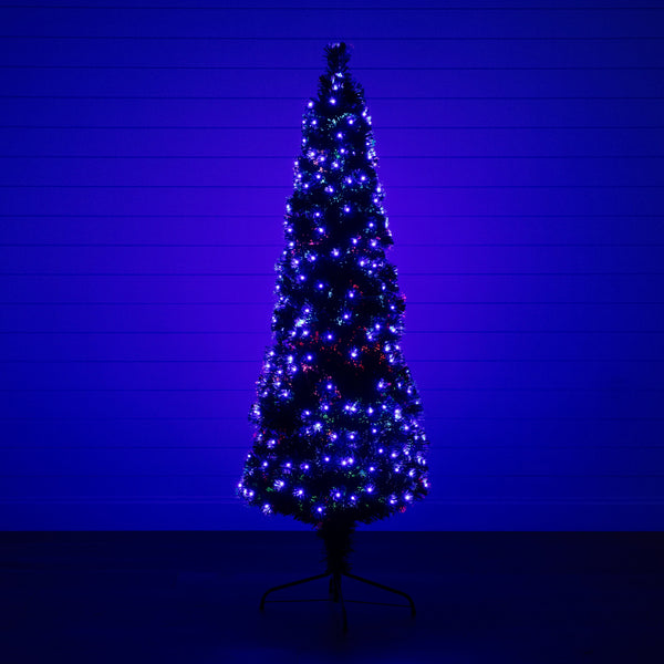 6' Slim Pre-Lit Fiber Optic Artificial Christmas Tree with 282 Colorful LED Lights
