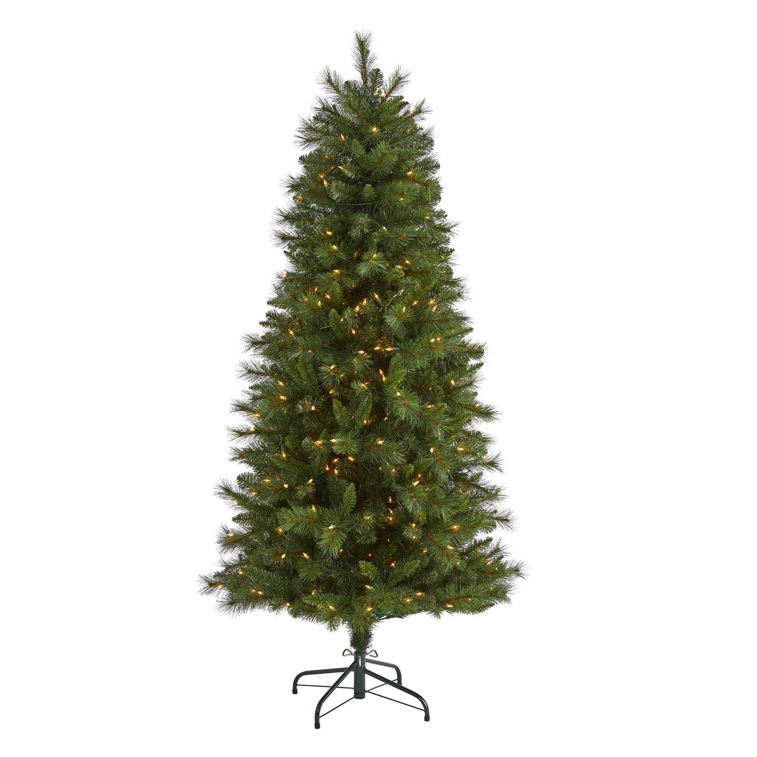 6’ Slim West Virginia Mountain Pine Artificial Christmas Tree with 300 Clear Lights and 629 Bendable Branches