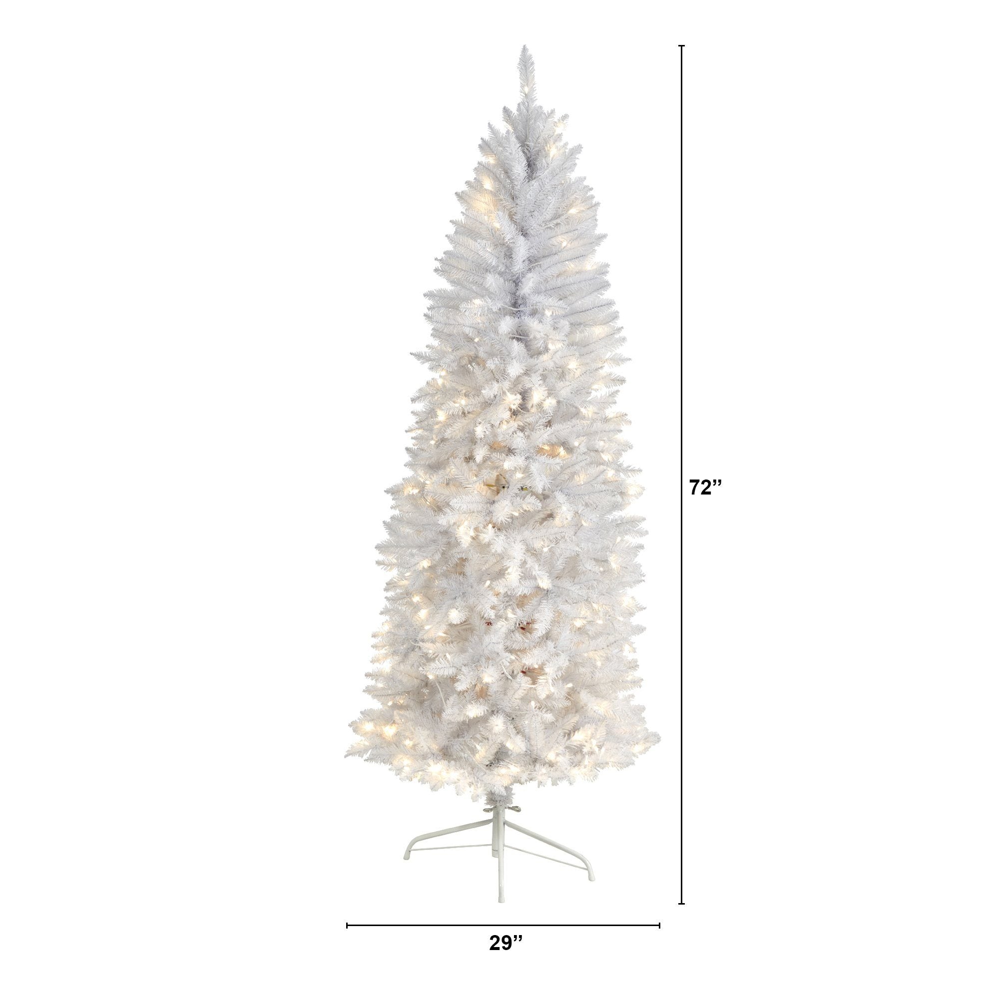 6' Slim White Artificial Christmas Tree with 250 Warm White LED