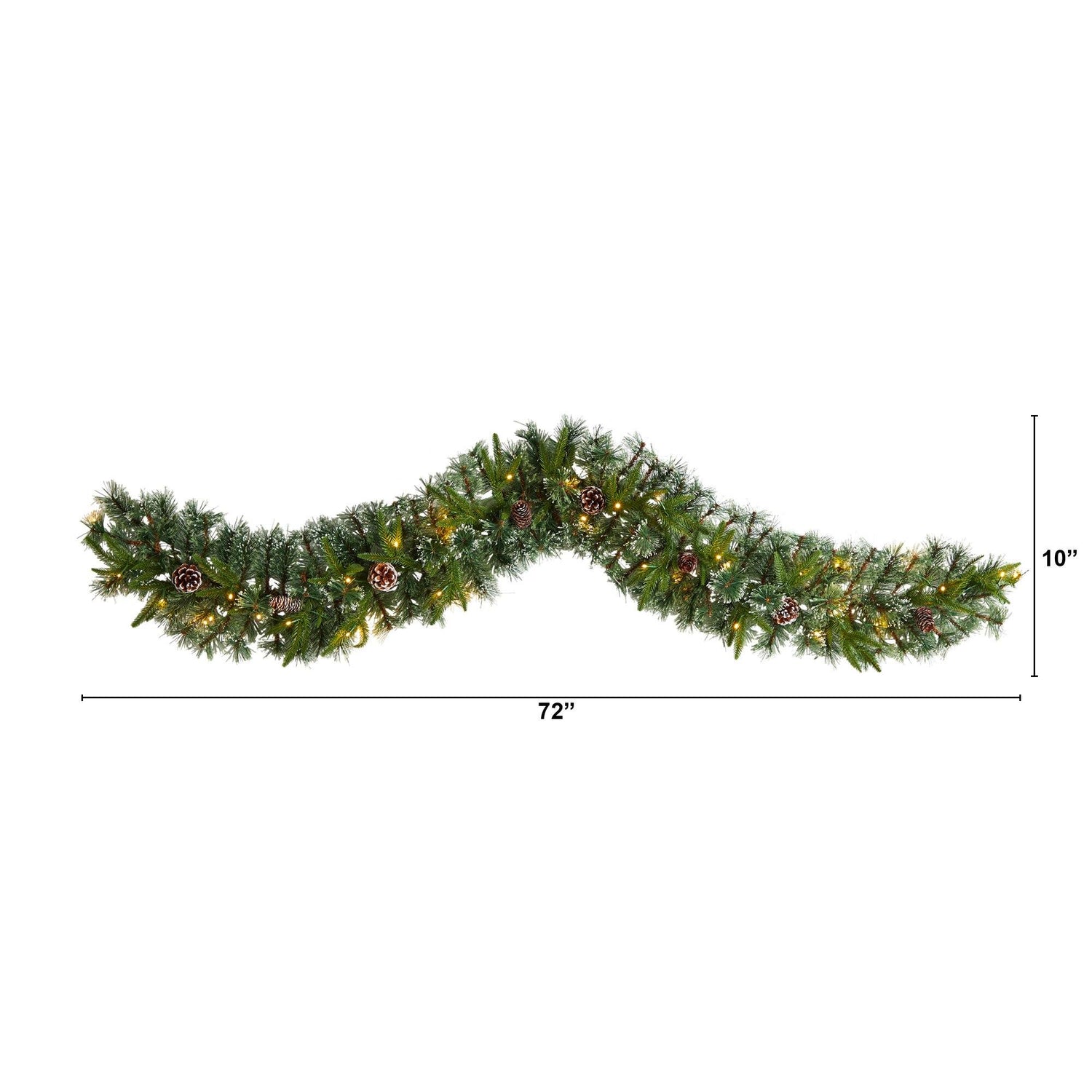 6’ Snow Tipped Christmas Artificial Garland with 35 Clear LED Lights and Pine Cones