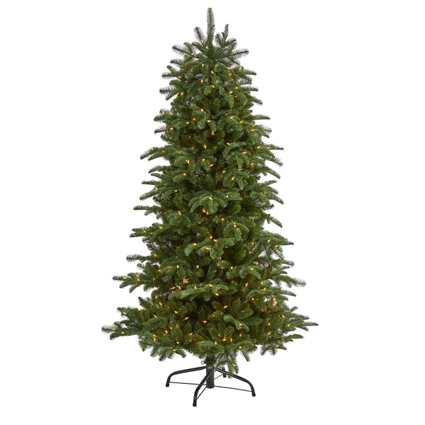 6’ South Carolina Fir Artificial Christmas Tree with 450 Clear Lights and 1598 Bendable Branches