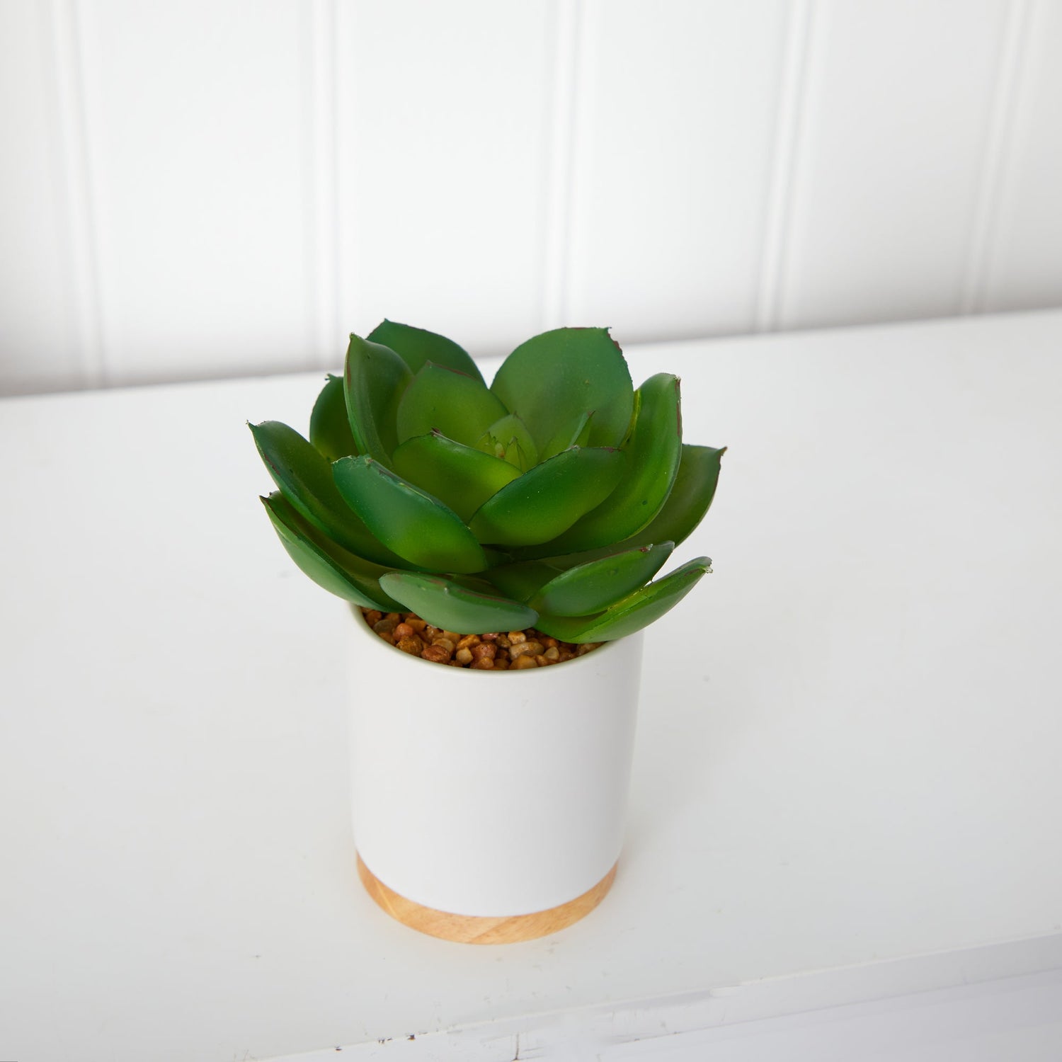 6” Succulent Artificial Plant in White Ceramic Planter