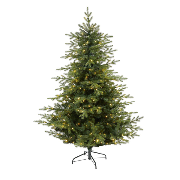 6’ Swedish Fir Artificial Christmas Tree with 350 Warm White LED Lights and 963 Bendable Branches