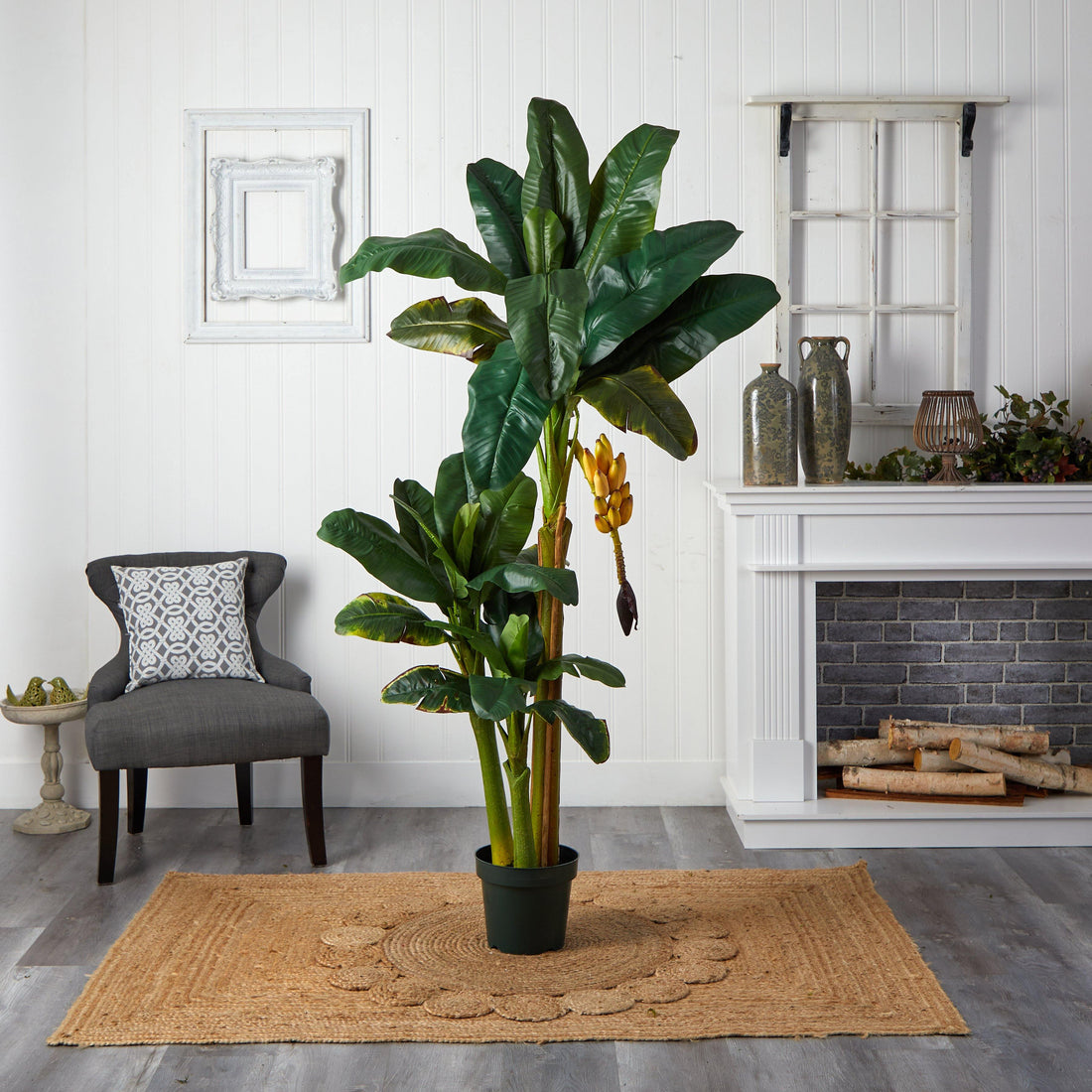 Nearly Natural 6 ft. Triple Stalk Banana Silk Tree