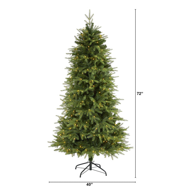 6’ Vancouver Fir “Natural Look” Artificial Christmas Tree with 350 Clear LED Lights and 1870 Bendable Branches