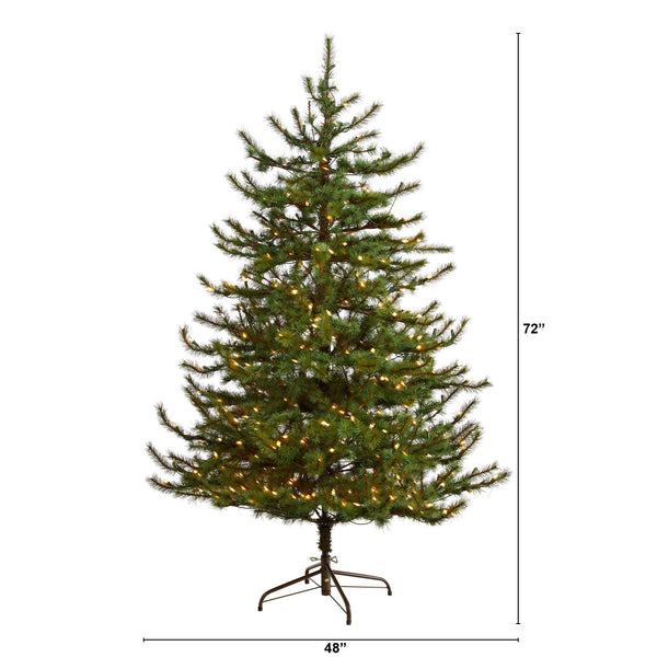 6’ Vancouver Mountain Pine Artificial Christmas Tree with 350 Clear Lights and 1332 Bendable Branches