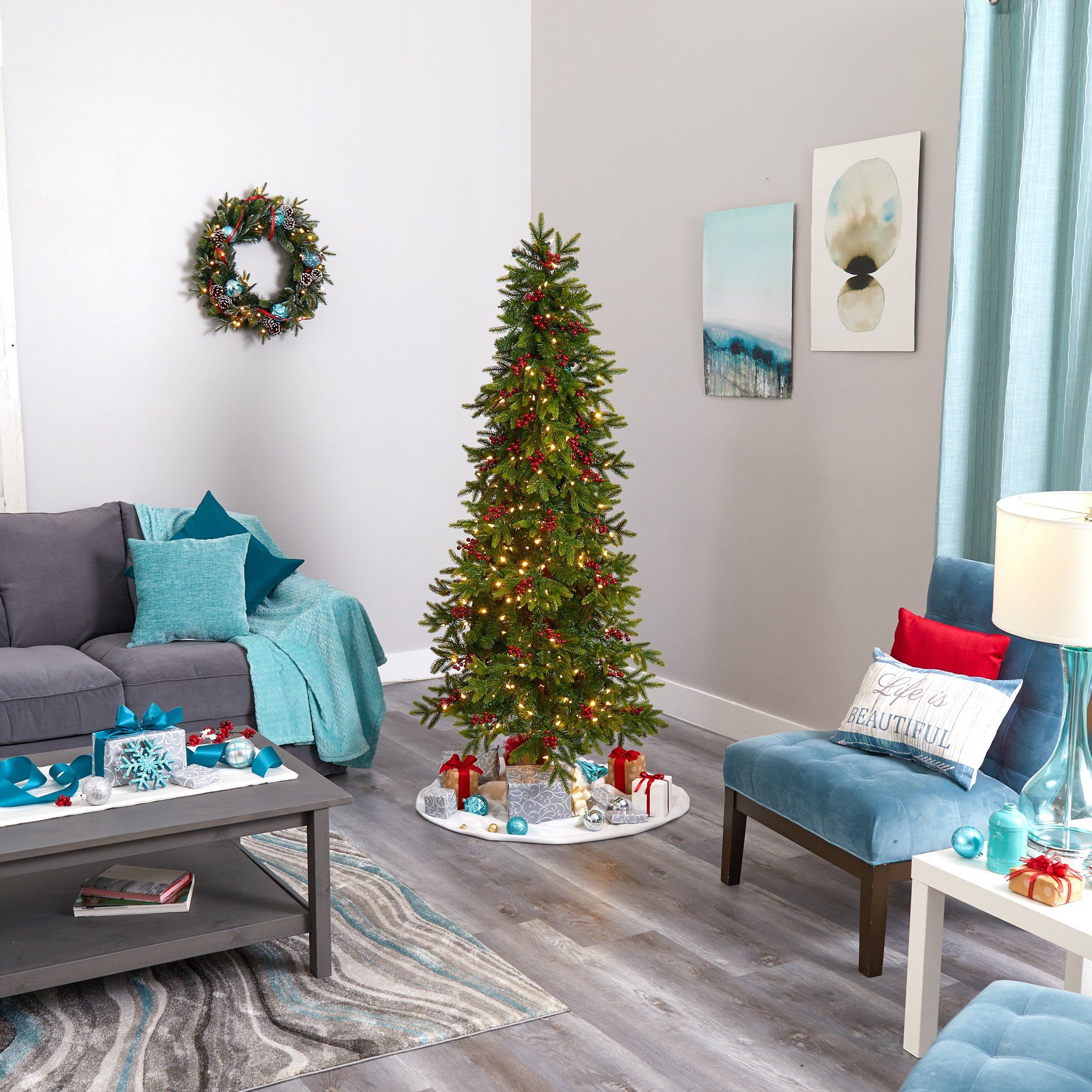 6' Victoria Fir Artificial Christmas Tree with 250 Multi-Color