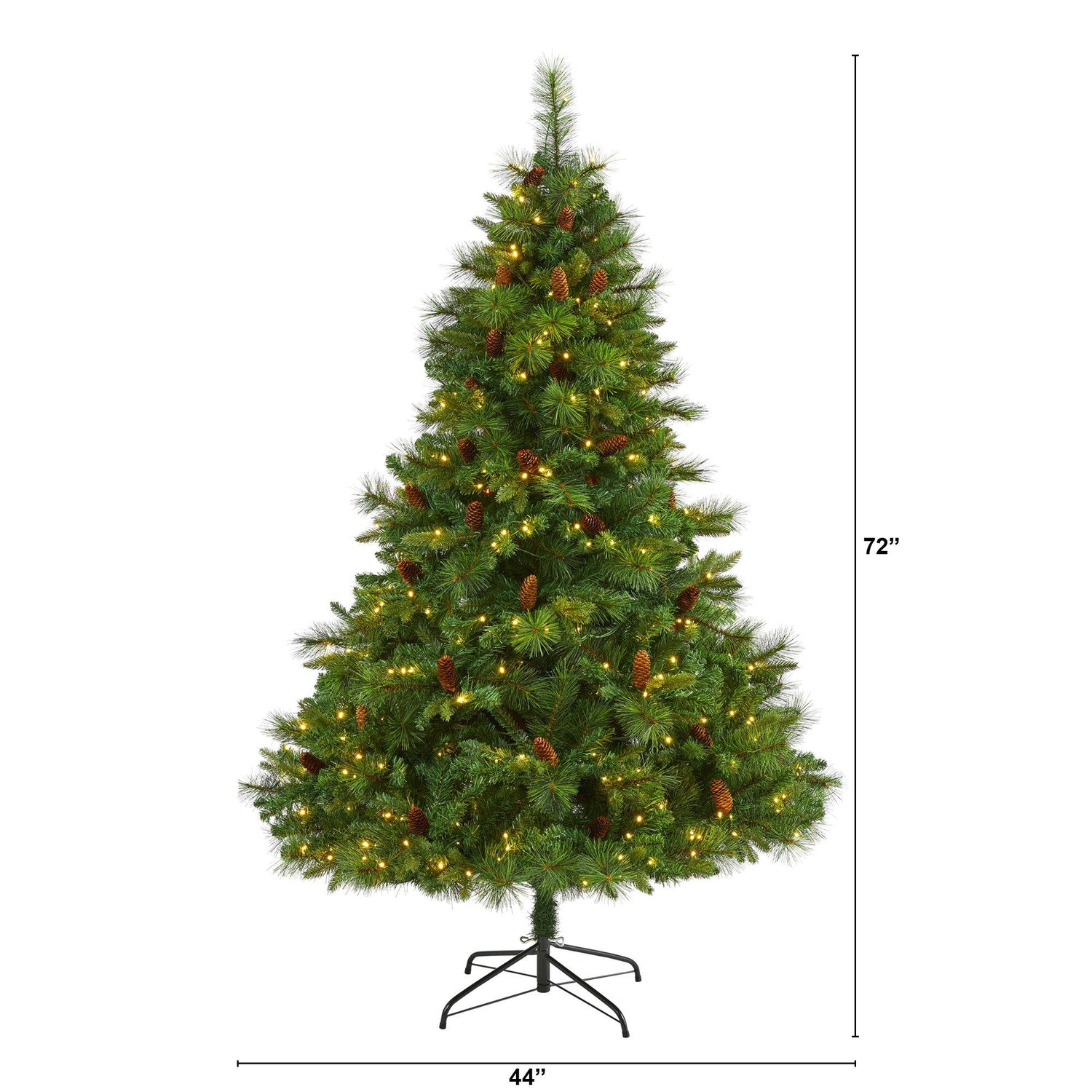 6’ West Virginia Full Bodied Mixed Pine Artificial Christmas Tree with 300 Clear LED Lights and Pine Cones