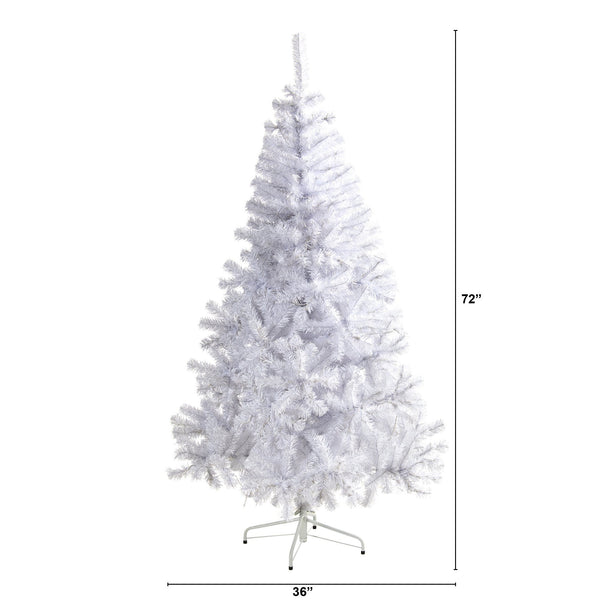 6’ White Artificial Christmas Tree with 680 Bendable Branches and 250 Clear LED Lights