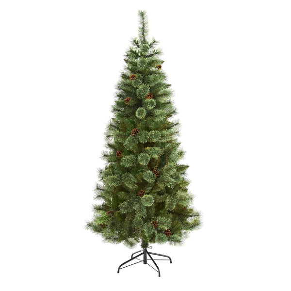 6’ White Mountain Pine Artificial Christmas Tree with 477 Bendable Branches