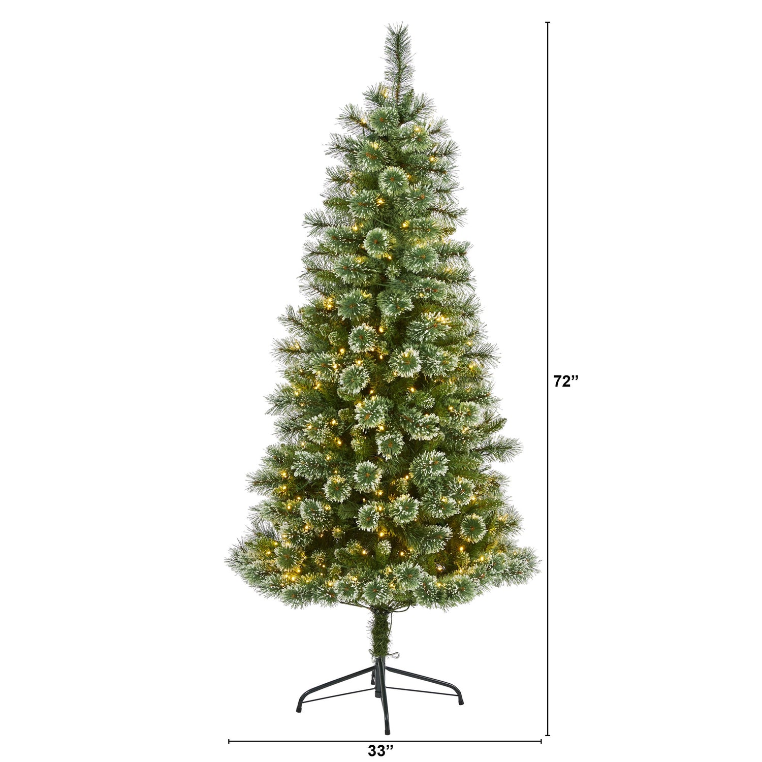 6’ Wisconsin Slim Snow Tip Pine Artificial Christmas Tree with 300 Clear LED Lights