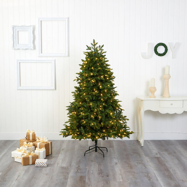 6’ Wyoming Fir Artificial Christmas Tree with 350 Clear LED Lights and 844 Bendable Branches