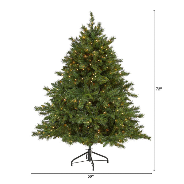 6’ Wyoming Mixed Pine Artificial Christmas Tree with 450 Clear Lights and 1090 Bendable Branches
