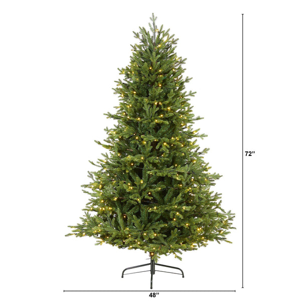 6’ Wyoming Spruce Artificial Christmas Tree with 400 Clear LED Lights and 1045 Bendable Branches