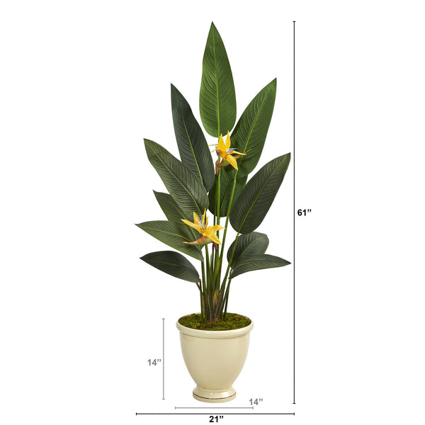 61” Bird of Paradise Artificial Plant in Decorative Urn (Real Touch)
