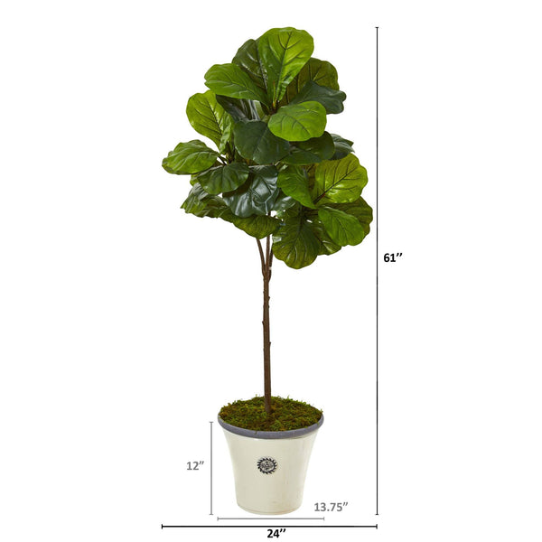 61” Fiddle Leaf Artificial Tree in Planter (Real Touch)