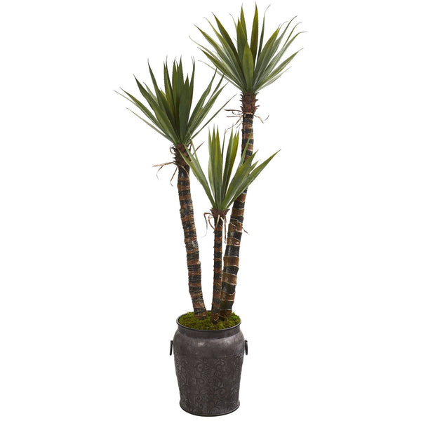 61” Yucca Artificial Tree in Metal Planter